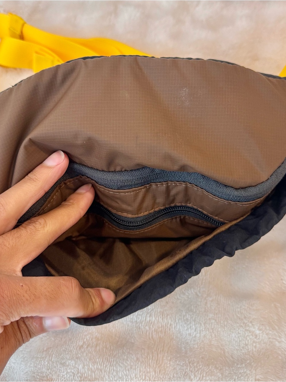 The North Face x Online Ceramics Black & Brown Belt Bag with Yellow Strap - Picture 7 of 15